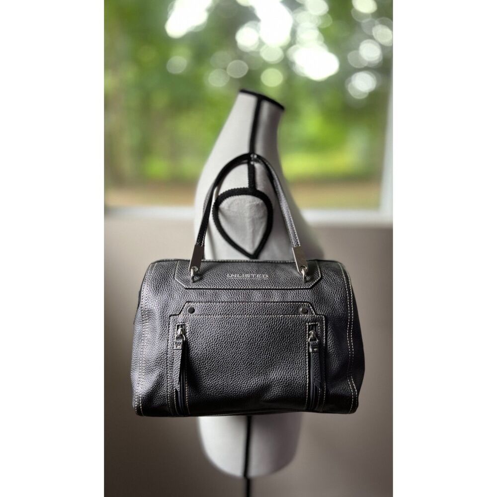 Vintage Unlisted silvery gray faux pebbled leather satchel